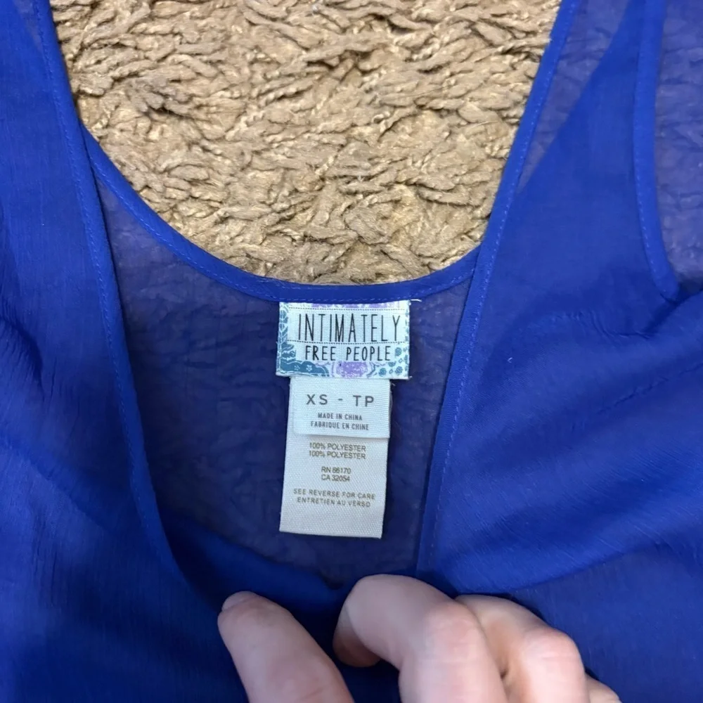 Intimately Free People Royal Blue Tank Top XS Sheer Sleeveless Top